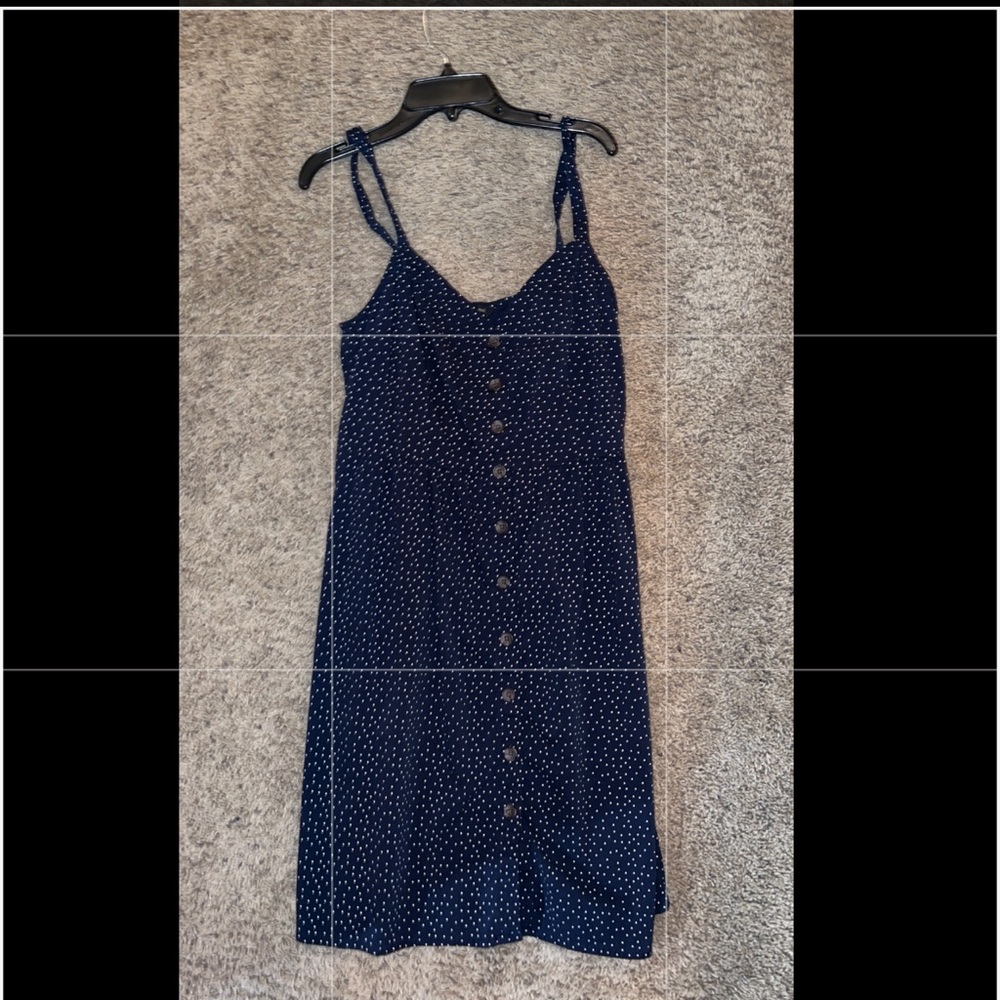Blue white polka dot banana republic dress